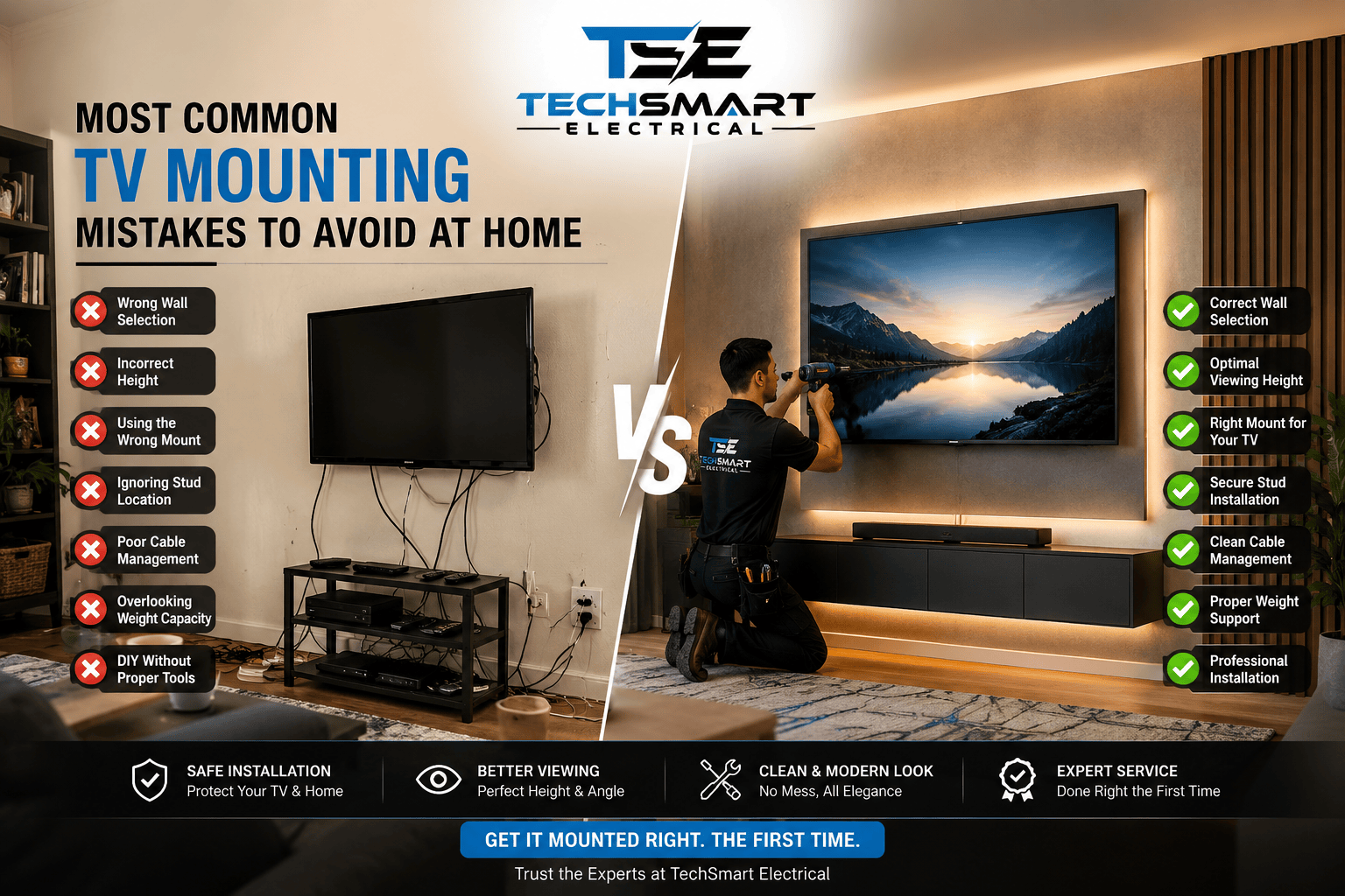 TV wall mount installation